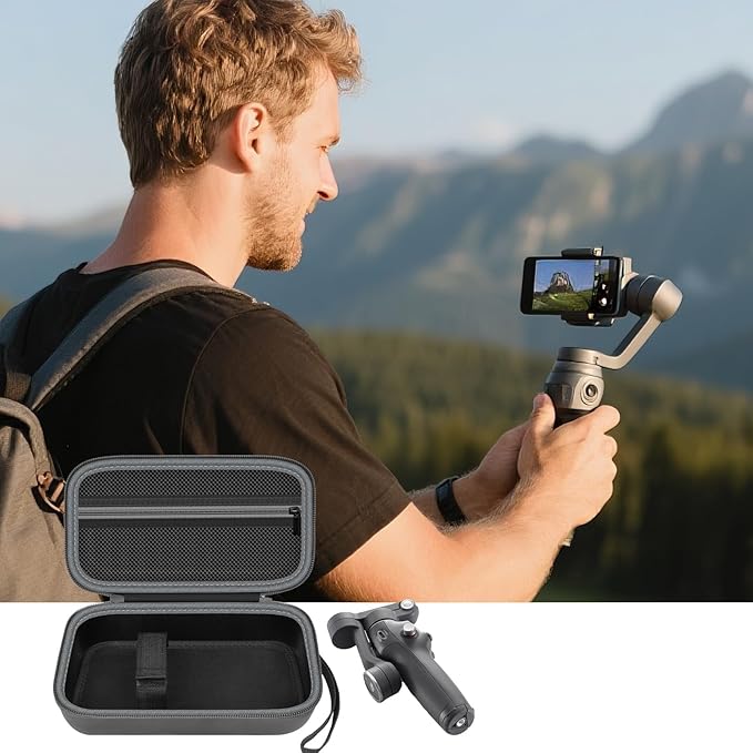 ALKOO Hard EVA Case Compatible with DJI Osmo Mobile 8, 7 & 7P, Protective Travel Organizer for 3-Axis Smartphone Gimbal Stabilizer, Mesh Pocket for Extension Rod, Clamp & Tripod
