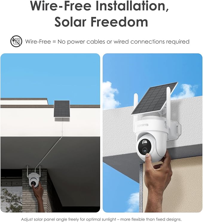 4K Security Cameras Wireless Outdoor, No Subscription, Works in -14°F Cold [2026 NEW] Solar-Powered Home Security Camera System with 360° Auto Tracking, Color Night Vision, 5G & 2.4G WiFi, Easy Setup