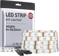 BTF-LIGHTING WS2815 (Upgraded WS2812B) LED Strip Light,UL Listed,16.4FT 150 LED/Pixels,Flexible Chasing RGB,Dual Signal Individually Addressable,5050SMD,3M Tape,DC12V IP30(No Adapter or Controller)