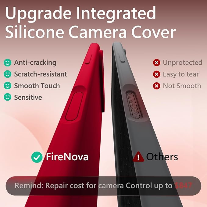 FireNova Magnetic for iPhone Air Case, Compatible with MagSafe, [Integrated Silicone Camera Control Button] [Camera Protection] Microfiber Lining Phone Case for iPhone 17 Air, 6.5", Deep Red