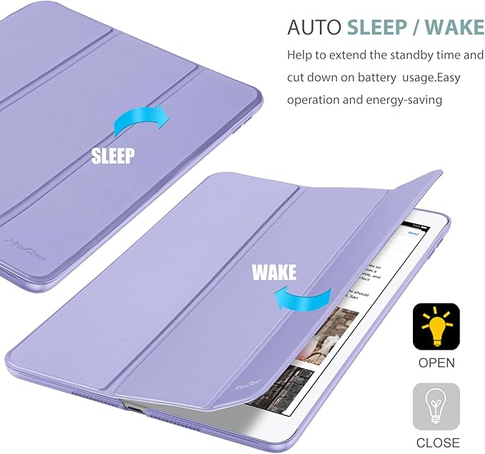 ProCase Smart Case for iPad 9.7 Inch iPad 6th/5th Generation 2018 2017(Model: A1893 A1954 A1822 A1823), Ultra Slim Lightweight Stand Cover with Translucent Frosted Back -Lightpurple