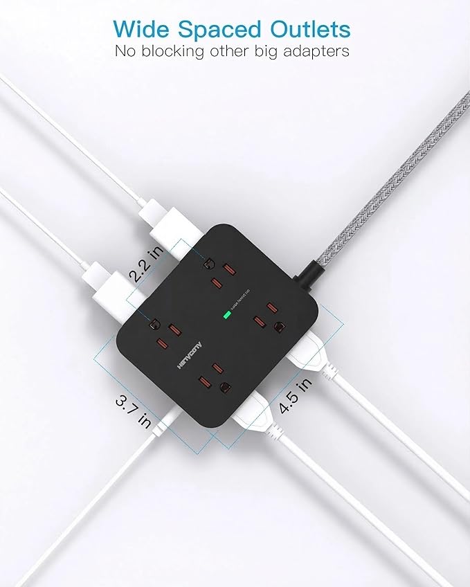 HANYCONY Extension Cord 25 Ft, Surge Protector Power Strip with 8 Outlets 4 USB Ports(2 USB C), Long Cord, Wall Mount, Desk USB Charging Station for Home Office College Dorm Room Essentials