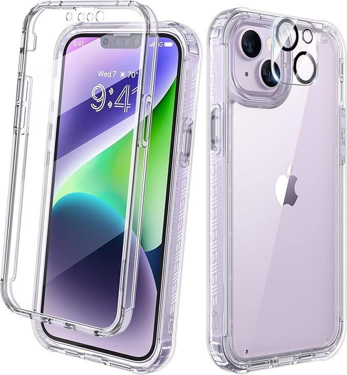 Diaclara Designed for iPhone 14 Plus Case, Waterproof Full Body Rugged Case with Built-in Touch Sensitive Anti-Scratch Screen Protector, with Camera Lens Protector for iPhone 14 Plus 6.7" (Clear)