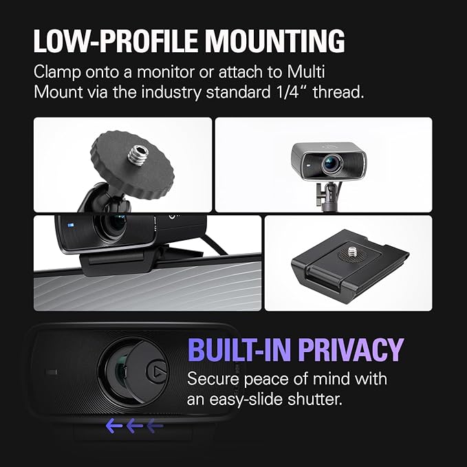Elgato Facecam MK.2 – Premium Full HD 1080p Webcam for Streaming, Gaming, Video Calls, Recording, HDR Enabled, Sony Sensor, PTZ Control – Works with OBS, Zoom, Teams, and More, for PC/Mac