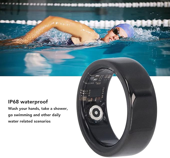 FOSA Smart Ring, Smart Health Ring Health Tracker, Sleep Monitoring Step Counting IP68 Waterproof Smart Ring Fitness Tracker with APP for Men and Women Black