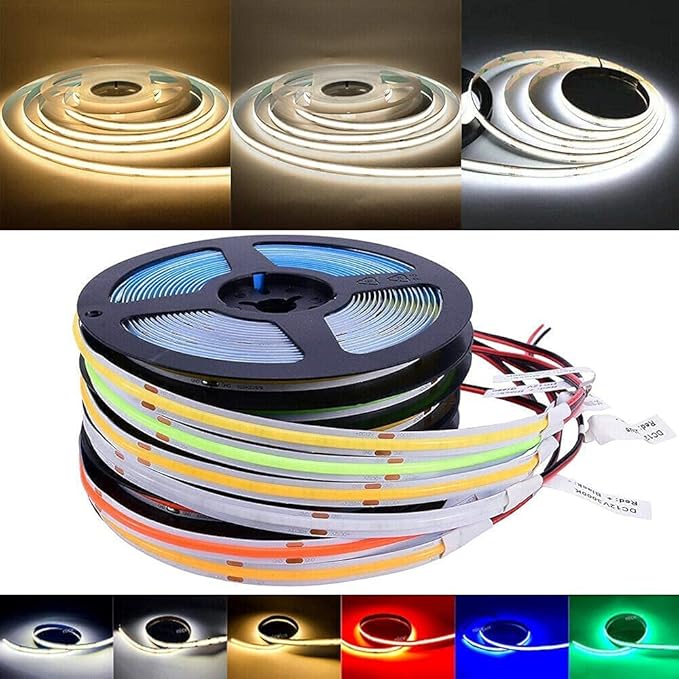 16.4FT5M COB Flexible LED Strip Light DC12V24V 528ledsm Bendable Tape (24V, Orange)