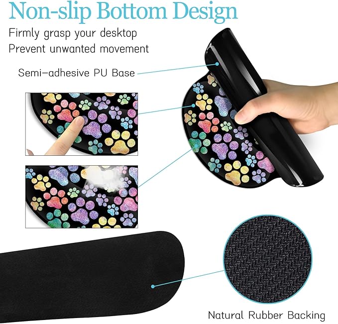 LIMKRIAN Dog Paw Mouse Pad Set XXL Large Desk Mat Pad, Cute Ergonomic Mouse Pad with Wrist Support Wrist Rest for Computer Keyboard, Cup Coaster Cute Cat Paw Office Supplies Desk Decor Accessories