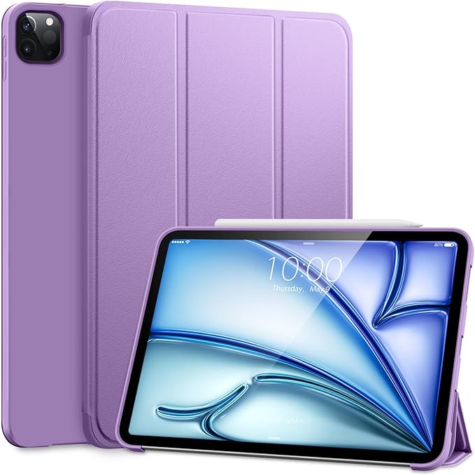 DTTO for iPad Pro 11 Inch 4th/3rd/2nd/1st Generation 2022/2021/2020/2018 Case, Also Fit iPad Air 11-Inch/5th/4th Gen, Slim Lightweight Trifold Stand Soft Back Cover，Auto Sleep/Wake,Purple