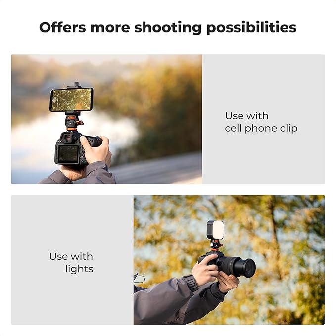 K&F Concept Adjustable Camera Monitor Mount, Aluminum Camera Mount 360° Swivel 180° Tilt with Cold Shoe 1/4" Screw ARRI Anti-Twist Design for 5" & 7" Field Monitor DSLR Action Camera