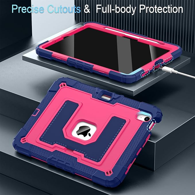 for iPad Air 11 Inch M4 (2026) /M3 (2025) /M2 (2024) iPad Air 5th/4th Generation Case 10.9 Inch (2022/2020),Military Grade Shockproof iPad Case Air 11 Inch with Pencil Holder, Navy Pink