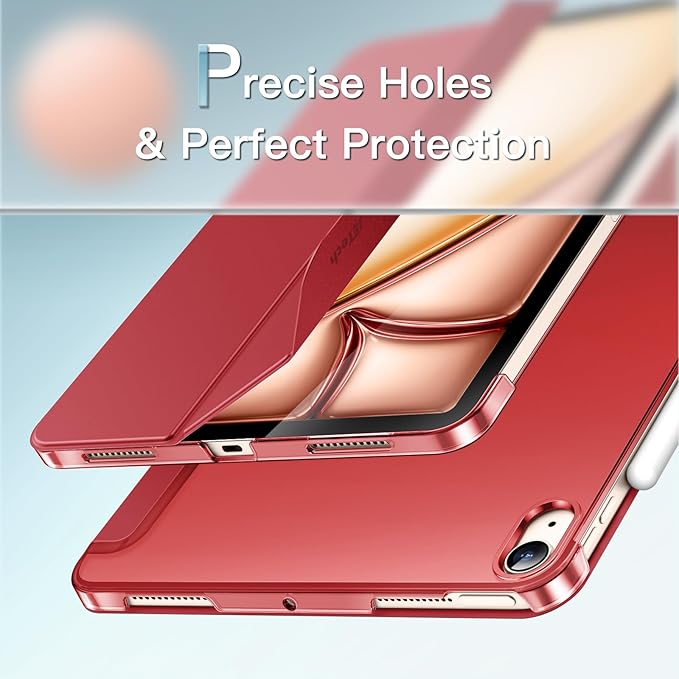 JETech Case ONLY for iPad Air 11-Inch M4/M3/M2 (2026/2025/2024), iPad Air 5/4 (2022/2020 5th/4th Generation 10.9-Inch), Slim Stand Hard Back Shell Cover with Auto Wake/Sleep (Red)