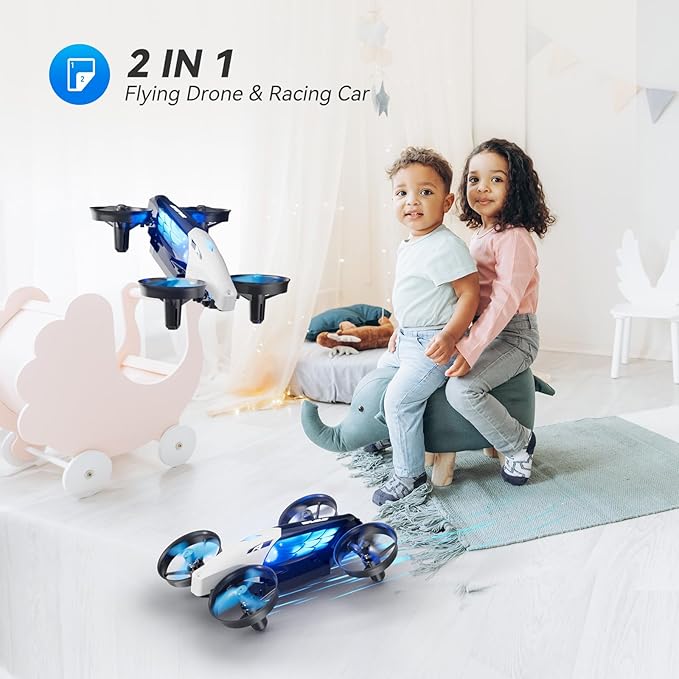 2-in-1 Drones for Kids 8-12 with 7+2 Light Modes,5 Flying Postures,Mini Drone for Age 14 Boys Small Micro Indoor Nano RC Remote Control Quadcopter with Land Mode,Auto rotation,Circle Fly,Altitude Hold