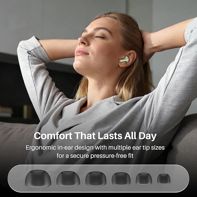 TOZO Hybrid Active Noise Cancelling Wireless Earbuds with 6 Mics AI Clear Call Ear Buds 68H Playtime with LED Display 32 Preset EQs via APP Bluetooth 5.3 IPX8 Waterproof in Ear Headphones