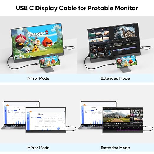 20 FT USB C Cable Long USB C 3.2 Gen 2 Cord 20FT, Full-Featured USBC to C Fast Charging/Monitor Video/Data Cable(4K@60Hz,100W, 10Gbps) for USB‑C Hub VR,iPhone 17-15 PM,Sam-sung,MacBook Pro,Camera-6M