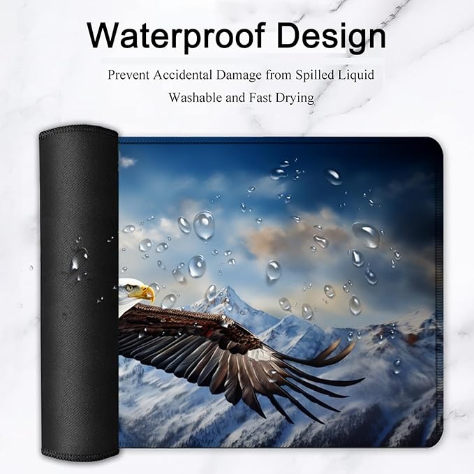 Large Mouse Pad, 31.5 x 11.8in Extended Gaming Mouse Pad with Stitched Edges, XXL Mousepad Protector Non Slip Rubber Base for Office and Home Writing Mat, Eagles in The Sky Pattern Desk Mat