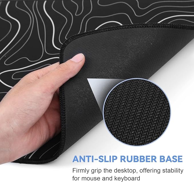 Rcege Large Mouse Pad for Desk - Gaming Mouse Pad with Stitched Edges, Anti-Slip Base for Keyboard and Mouse(Black Line, 31.5L x 15.8W inches)