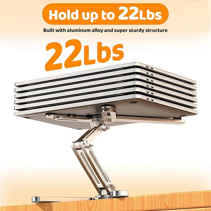 Moallia Laptop Stand with 360 Rotating Base, Computer Notebook Laptop Riser Metal Holder for Desk Collaborative Work, Fully Foldable for Easy Storage, Fits All MacBook, Laptops up to 16 inches