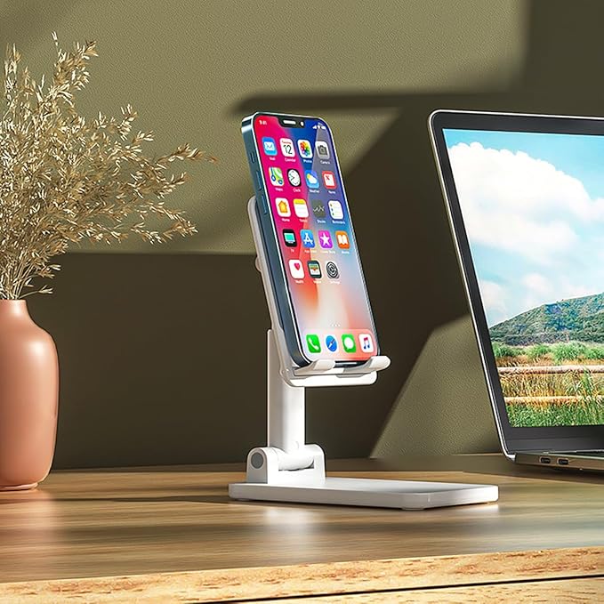 KLAQQED Portable Aluminum Laptop & Phone Stand, Adjustable, Foldable, Ergonomic, for MacBook, iPad, Tablets & Smartphones, Office Desk Accessories
