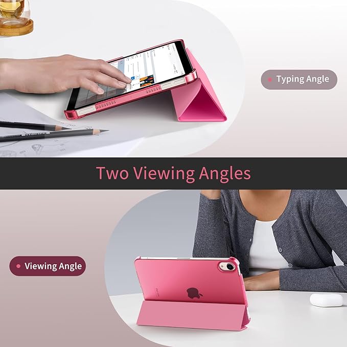 MoKo for iPad mini 7 (A17 Pro) Generation Case 2024, iPad mini 6 Case 2021, 8.3-inch Slim Lightweight Protective Hard Back PC Shell Stand Cover Support Touch ID, Auto Wake/Sleep, Persian Pink