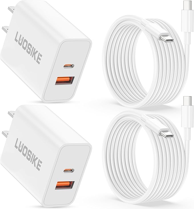 iPhone 17e/17/16 Charger, 2-Pack 40W PD/QC Fast USB C Charger Block with 10FT Long USB-C Cable Power Cord for iPhone 17/17 Pro Max/Air/17e/16/16 Pro/15/15 Pro Max/Plus, iPad Pro, Air 5/4th, Mini 6/5th