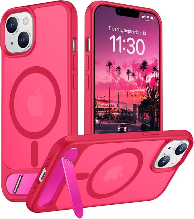 Magnetic Compatible with iPhone 14 Case/iPhone 13 Case,[Built-in Invisible Kickstand][Compatible with MagSafe][Military Grade Shockproof] Slim Translucent Matte Phone Case for iPhone 14/13 6.1"