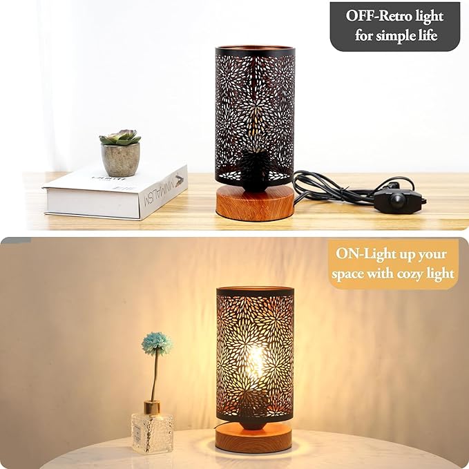 Small Industrial Table Lamps Dimmable, Bedside Lamps for Nightstand,End Table Side Desk lamp with Rustic Black Metal Cage Lampshade for Bedroom, Kids Room Living Room 2700K LED Bulb Included
