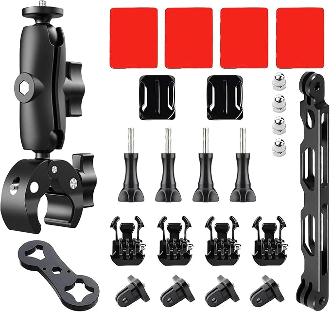 Reflex Camera 23 in 1 Motorcycle Action Camera Accessories Kit Compatible with GoPro Hero 13 and Hero 9-12, DJI Osmo Action 2, 3, 4, Pro 5, Insta360 Ace Pro/Ace Pro 2 Akaso and Other Sports Cameras