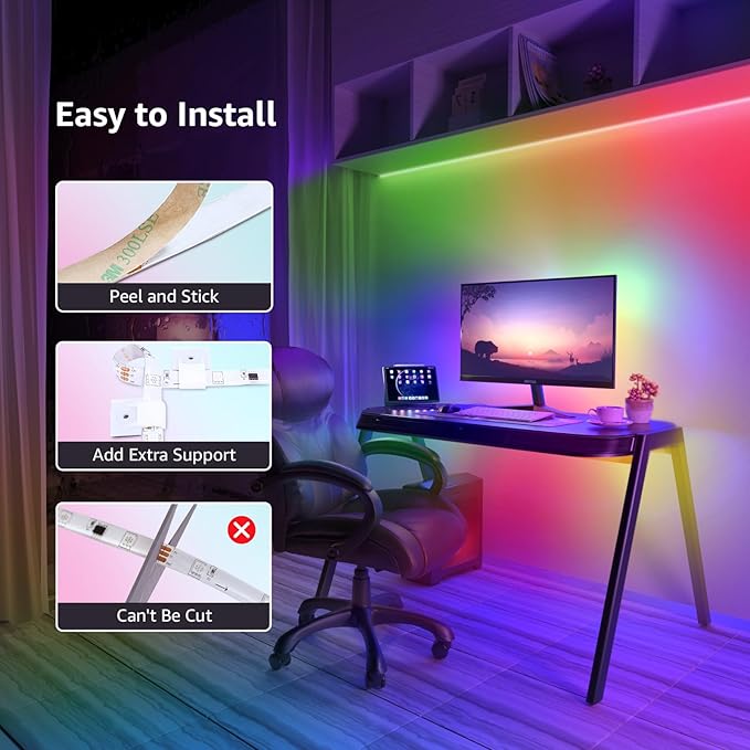 Lepro LED Strip Lights, 65.6ft Music Sync MagicColor Dreamcolor Light Strip with Remote, Christmas Gifts for Men & Women, 5050 RGB Lights for Bedroom, Home, Gaming Room, Party, Wall Decorations