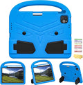 Kids Case for Apple iPad Pro 11 inch M5/M4 Tablet (2025/2024) with Pencil Holder/Handle/Kickstand Slim Lightweight Cute Soft EVA Foam Shockproof Stand Cover for Boys Girls Teens, Blue Bird
