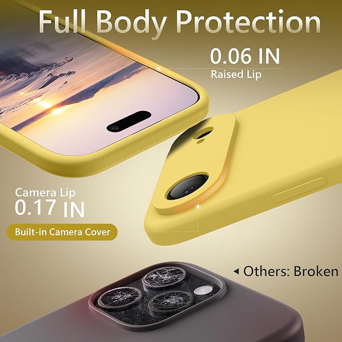 FireNova Magnetic for iPhone Air Case, Compatible with MagSafe, [Integrated Silicone Camera Control Button] [Camera Protection] Microfiber Lining Phone Case for iPhone 17 Air, 6.5", Yellow