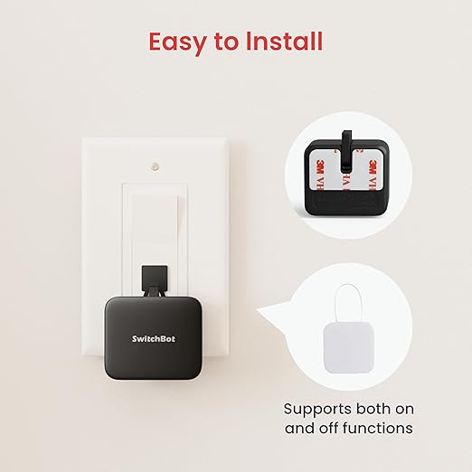 SwitchBot Smart Switch Button Pusher with Remote- Bluetooth Fingerbot for Rocker Switch/One-Way Button, Automatic Light Switch, Timer and APP Control, Works with Alexa When Paired with SwitchBot Hub (