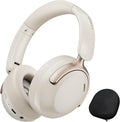 LORELEI QC30 Hybrid Active Noise Cancelling Headphones,Over-Ear Wireless Bluetooth,Beige Protein Leather, Active Noise Control & Transparency Mode,Deep Bass, Built-in Mic