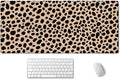 SSOIU Leopard Print Cute Desk Mat, Extra Large Non-Slip Rubber Mousepad - 35.5x15.7 in, Extended Gaming Mouse Pad
