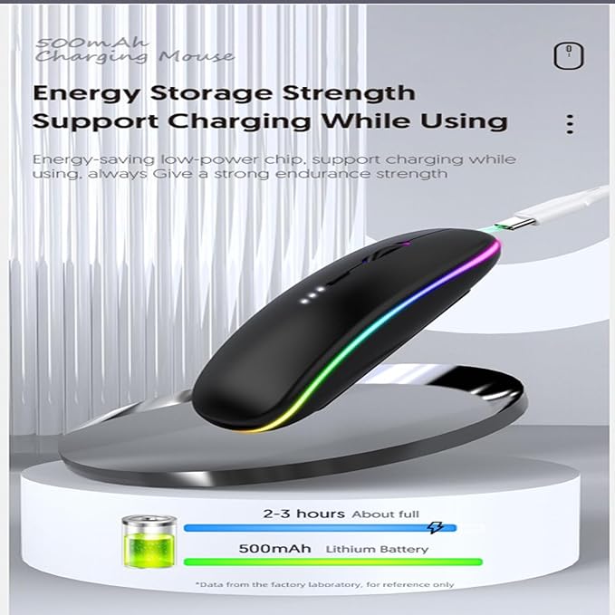 2 Pack Wireless Bluetooth Mouse,LED Dual Mode Rechargeable Silent Slim Laptop Mouse,Portable(BT5.2+USB Receiver) Dual Mode Computer Mice,for Laptop,Desktop Computer,Tablet,Phone,TV (Black+Grey)
