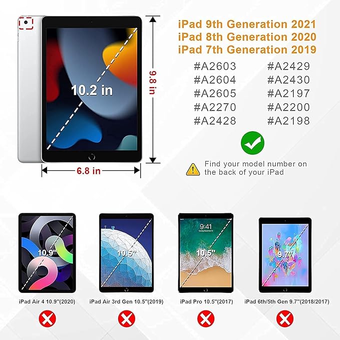 Sibeitu Case for iPad 9th Generation 10.2 Inch 2021 with Pencil Holder, Rugged Shockproof iPad 8th 7th Case 2020 2019 with Kickstand, Heavy Duty Protective Cover for Kids Boys Girls l Black