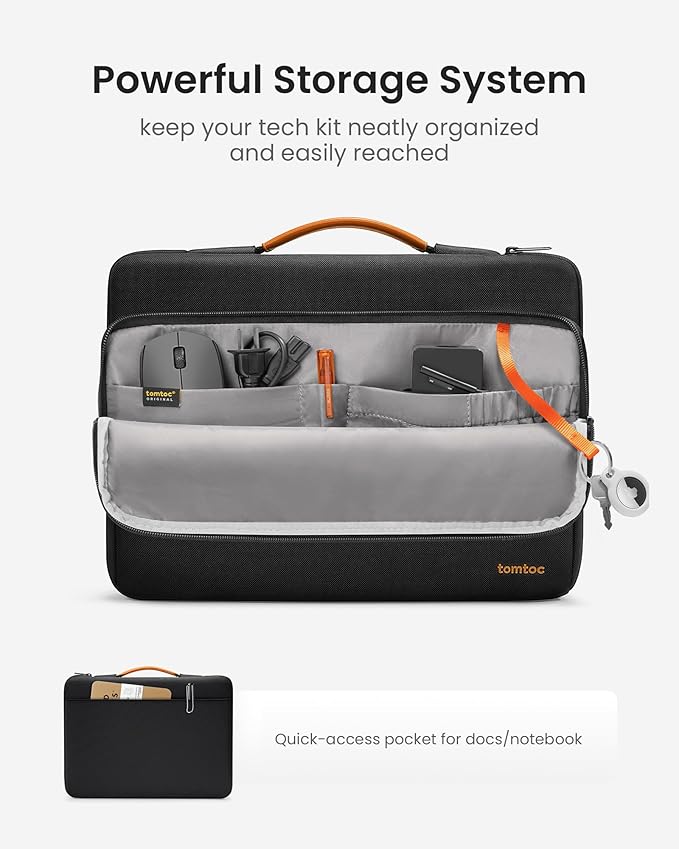 tomtoc 360 Protective Laptop Carrying Bag for The New Razer Blade Pro 17, HP Envy Laptop 17 Inch, Dell Inspiron 17 3000, ASUS ROG Zephyrus S 17.3 Inch, Notebook Bag with Accessory Pocket