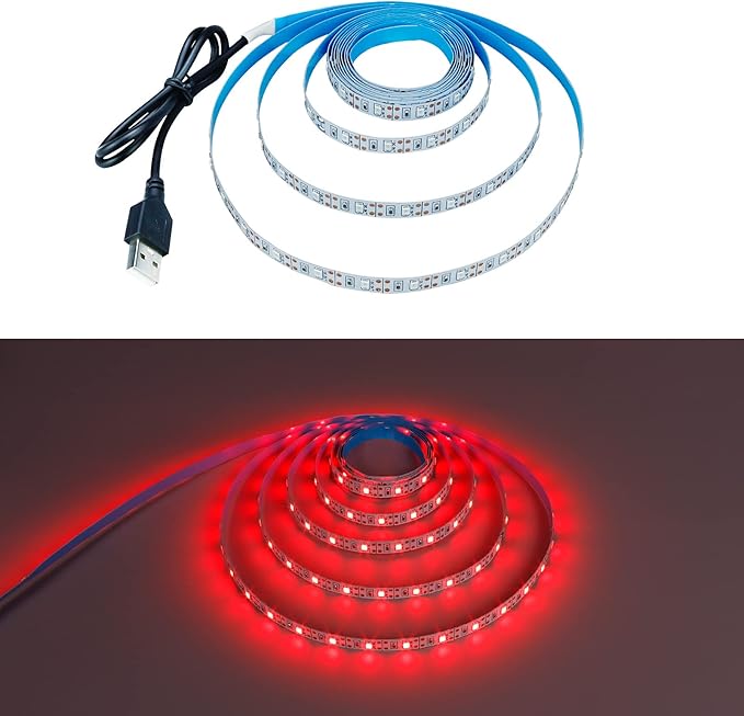USB Red 620-625nm LED Strip Light 5V USB Powered 13.12ft/4M 240LEDs Flexible SMD2835 High Brightness No-Waterproof IP20 LED Tape Lights(2pcs x 6.6ft)