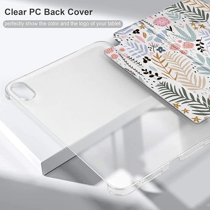 DONGKE for iPad mini 7 (A17 Pro) 2024 & iPad mini 6 2021 8.3 Inch, Slim Foldable Stand Hard PC Translucent Back Shell Smart Cover for iPad mini 7th/6th Generation [Auto Wake/Sleep] - Creative Floral