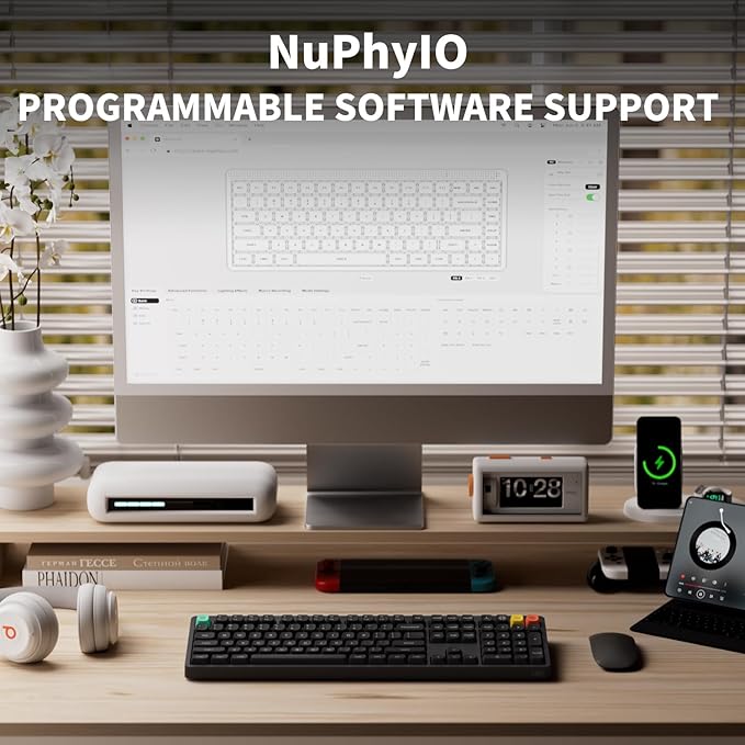 NuPhy Node100 Wireless Mechanical Keyboard, Hot Swappable Custom Bluetooth Keyboard, 109 Keys Computer Gaming Keyboards, Supports Touch Gestures, PBT Keycaps, RGB Backlit, Bluetooth/2.4GHz/USB-C