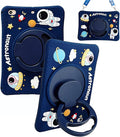 Dteck for iPad 10.9" 10th Generation Case Kids,Cute Cartoon 3D Unique Design Light Rotating Handle Stand Shoulder Strap Soft Silicone Funda Drop Rugged Shockproof Protective Kid-Proof Case,Spaceman
