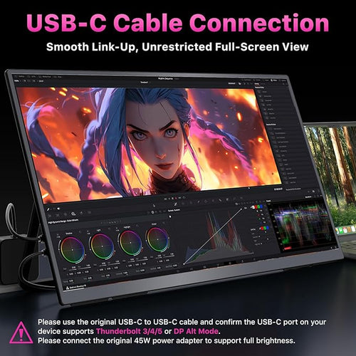 cocopar Portable Monitor IPS Travel Monitor with USB-C HDMI Portable Screen for Laptop MacBook Surface PC PS4/5 External Display with Kickstand, VESA Mountable, 23.8 Inch