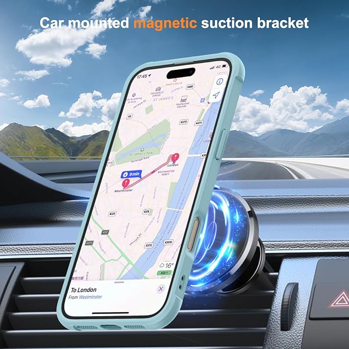 SKYLMW Compatible with iPhone 16 Plus Case with Invisible Magnetic O-Ring Stand Military-Grade Translucent Case for iPhone 16 Plus 6.7" [Compatible with Mag-Safe][Great Grip Feeling], Blue