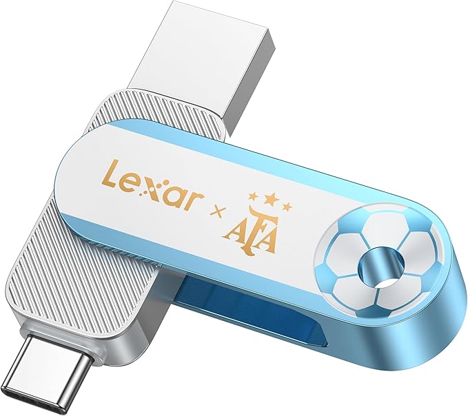 Lexar 128GB Solid State Dual Drive D500 USB 3.2 Gen 1, AFA Edition, World Cup, Dual Port USB Type-C/Type-A, Up to 400MB/s, Compatible w/iPhone 15/16/17, Android, Tablets, PC & Mac (LJDD500128G-BNXNU)