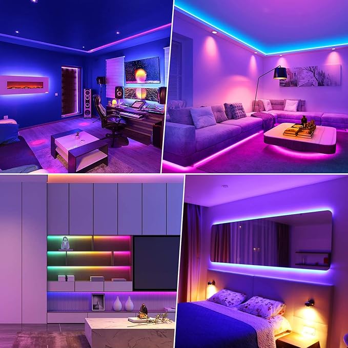 RGB COB LED Strip Lights 16.4ft,Music Sync Color Changing LED Strip Light with Remote Comtroller for Room, Bedroom,Suitable for Home Decor, Living Room, Kitchen, Home Party DIY Decoration.