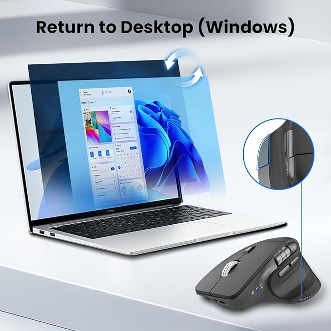 CITLLA Wireless Bluetooth Mouse, Ergonomic Rechargeable Silent Mouse with Multi-Device, Adjustable DPI, Flying Scroll & Thumb Wheel, Bluetooth Mice for Laptop, Computer, Tablet, Smartphone (Black)