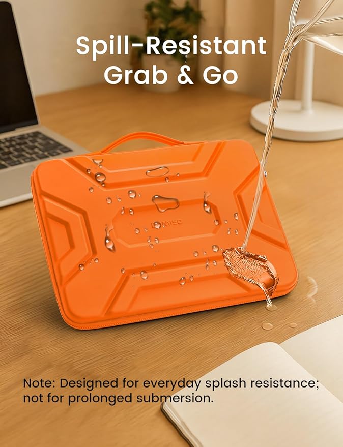 DOMISO 14 inch Laptop Sleeve with Handle, Shockproof & Waterproof EVA Protective Laptop case, Hard Laptop Sleeve for 14" HP Dell Asus Lenovo Laptop, Orange