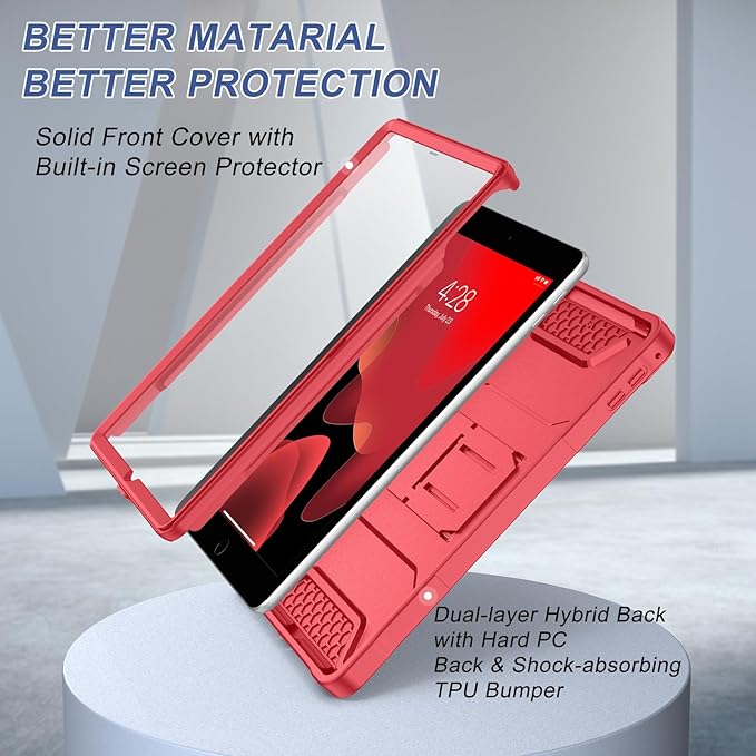 Soke Case for iPad 6th/5th Generation 9.7 Inch 2018/2017,with Built-in Screen Protector and Kickstand, Rugged Full-Body Heavy Duty Protective Cover for Apple iPad Air 2 /Pro 9.7 - Burgundy Red