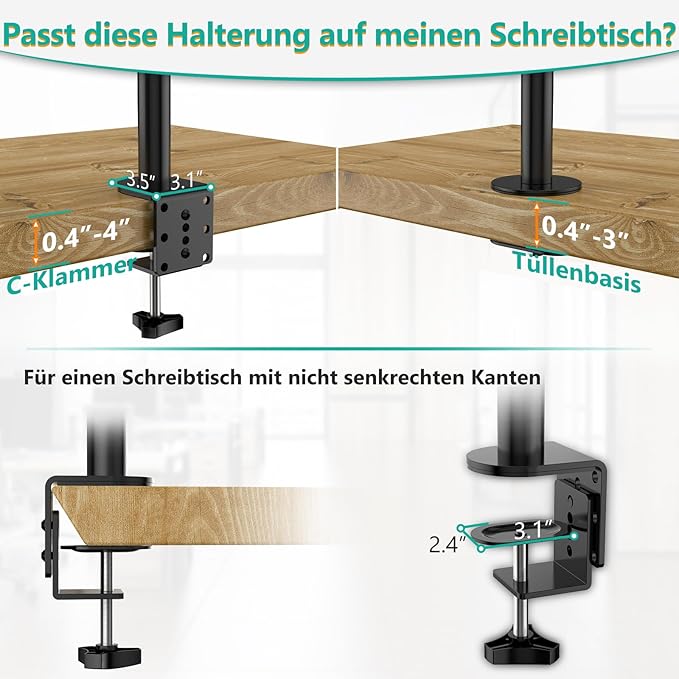 WALI Tall Triple Monitor Mount for 13-27 inch Computer Screens, 3 Monitor Desk Mount, Holds up to 22 lbs, Adjustable Triple Monitors Stand with Swivel Tilt Rotation, 75x75/100x100mm (M003), Black