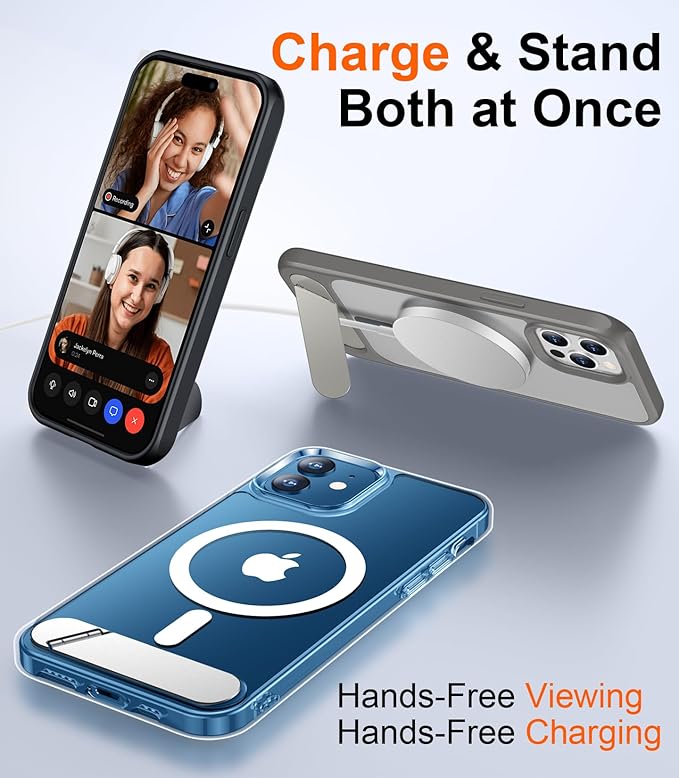 Magnetic Compatible with iPhone 12 Case & iPhone 12 Pro Case, [Built-in Invisible Kickstand][Compatible with MagSafe] [Military Grade Shockproof] Slim Thin Phone Case 6.1"
