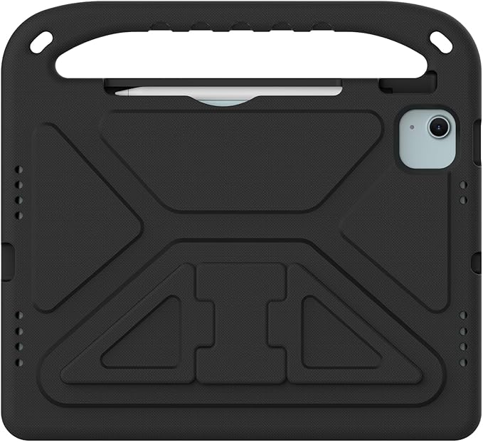 Kids Case for iPad Air 11 inch M4/M3/M2 (2026/2025/2024) & iPad Pro 11 inch M5/M4 (2025/2024) with Pencil Holder/Handle/Kickstand Lightweight Shockproof Cute Soft EVA Foam Stand Cover, Black